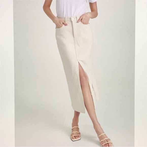 Still Here Panama Jean Denim Midi Skirt in Cream size 27 EUC - Picture 2 of 16